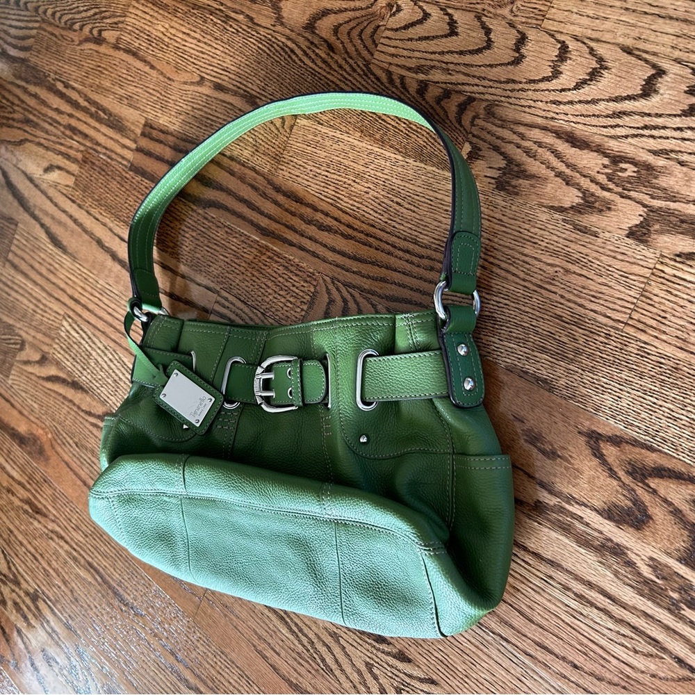 Tignanello green leather shoulder bag satchel purse - Picture 4 of 16